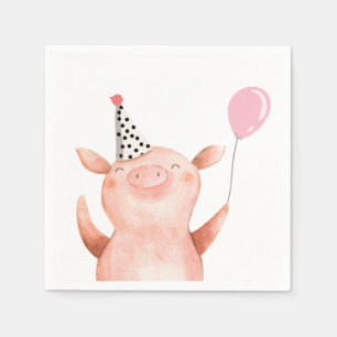 Farm Animals Pig Girl Birthday Barnyard Pink Servet