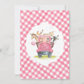 Farm Animals Pink Baby Shower Invitation Kaart (Achterkant)