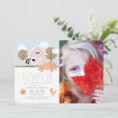Farm Animals Pumpkin Birthday Foto Kaart (Staand voorkant)