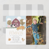 Farm Animals Pumpkin Birthday Foto Kaart (Voorkant / Achterkant)