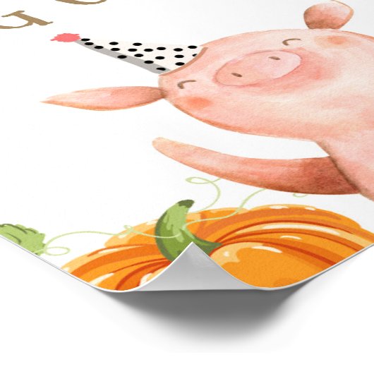 Farm Animals Pumpkin Herfst Boy Birthday Poster (Hoek)