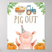 Farm Animals Pumpkin Herfst Boy Birthday Poster (Voorkant)