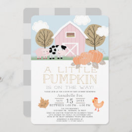 Farm Animals Pumpkin Pink Drive-by Baby shower Kaart