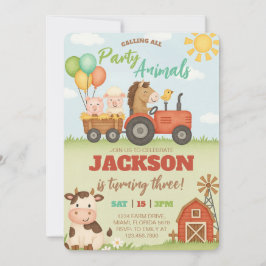 Farm Animals Ranch Kids Birthday Kaart