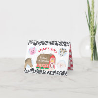 Farm Animals Red Barn Birthday Dank je wel