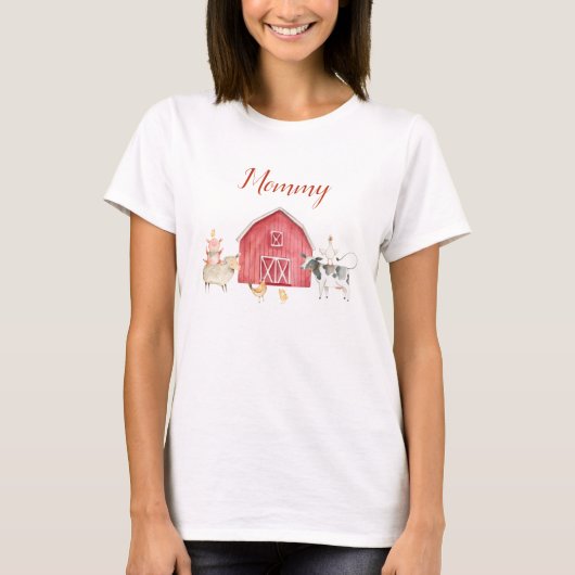 Farm Animals & Red Barn Birthday Family T-Shirt (Voorkant)