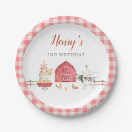 Farm Animals & Red Barn Birthday Party Paper Plate Papieren Bordje