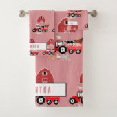 Farm Animals & Red Tractor Barnyard Girls Pattern Bad Handdoek (Insitu)