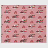 Farm Animals & Red Tractor Barnyard Girls Pattern Cadeaupapier (Vlak)