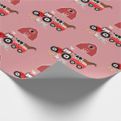 Farm Animals & Red Tractor Barnyard Girls Pattern Cadeaupapier (Hoek)