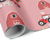 Farm Animals & Red Tractor Barnyard Girls Pattern Cadeaupapier (Rol Hoek)