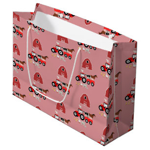 Farm Animals & Red Tractor Barnyard Girls Pattern Groot Cadeauzakje