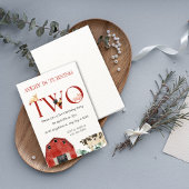 Farm Animals Second Birthday Party Invitation Kaart