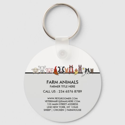 Farm Animals Sheep Chicken Cow brand gift Sleutelhanger (Voorkant)
