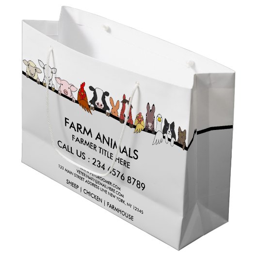 Farm Animals Sheep Chicken Cow marketing Groot Cadeauzakje (Voorkant Gekanteld)