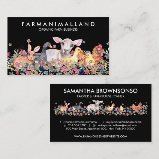Farm Animals Sheep Chicken Duck Visitekaartje (Voorkant / Achterkant)