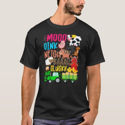 Farm Animals Sounds Oink Baa Neigh Cluck Moo Toddl T-shirt (Voorkant)