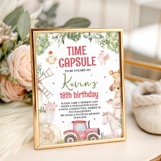 Farm Animals Time Capsule Table Sign Reclamebord Met Voetstuk