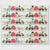 Farm Animals Tractor Add Child's Name Age Cadeaupapier (Vlak)