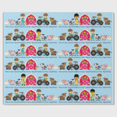 Farm Animals Tractor Add Child's Name Age Cadeaupapier (Vlak)