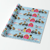 Farm Animals Tractor Add Child's Name Age Cadeaupapier (Uitgerold)