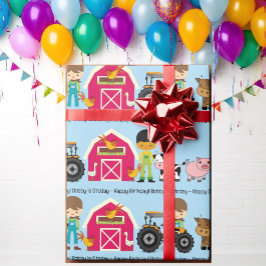 Farm Animals Tractor Add Child's Name Age Cadeaupapier