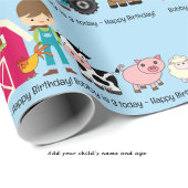 Farm Animals Tractor Add Child's Name Age Cadeaupapier