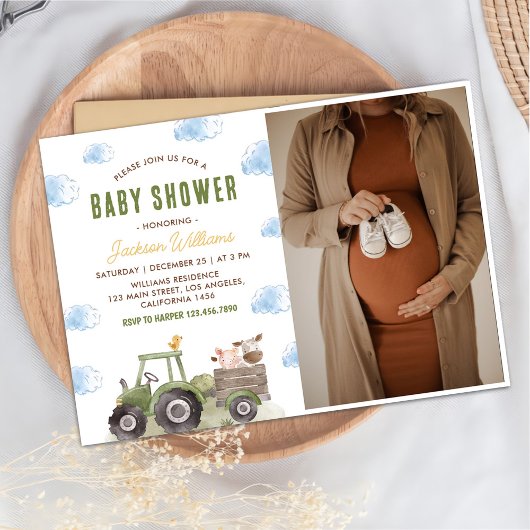 Farm Animals Tractor Baby shower Foto Kaart