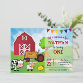 Farm Animals | Uitnodiging Barnyard Birthday Party (Staand voorkant)