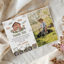 Farm Animals Verjaardagsfeest Foto Bedankkaart