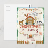 Farm Animals Watercolor Modern 1st Birthday Briefkaart (Voorkant / Achterkant)