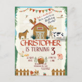 Farm Animals Watercolor Modern 1st Birthday Briefkaart (Voorkant)