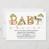 Farm Animals Word Baby shower Invitation Kaart (Voorkant)