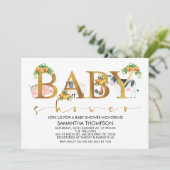 Farm Animals Word Baby shower Invitation Kaart (Staand voorkant)