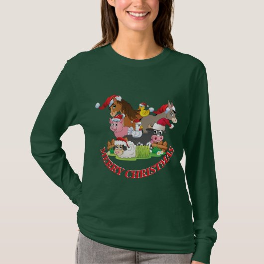 Farm Animals Zige kerst - AANGEPASTE WETENSCHAP T-shirt (Voorkant)