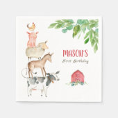 Farm Animals Zoo Boy Verjaardag Barnyard Servet (Voorkant)