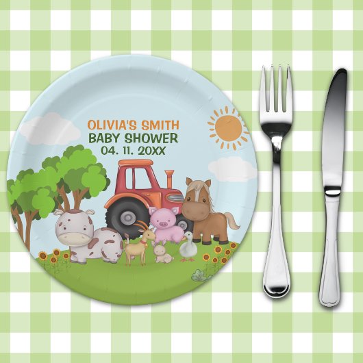 Farm Barnyard Baby Shower Papieren Bordje