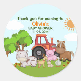 Farm Barnyard Baby Shower Ronde Sticker