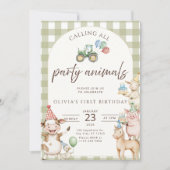 Farm Birthday Invitation Barnyard Party Invite Kaart (Voorkant)