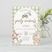 Farm Birthday Invitation Barnyard Party Invite Kaart (Staand voorkant)