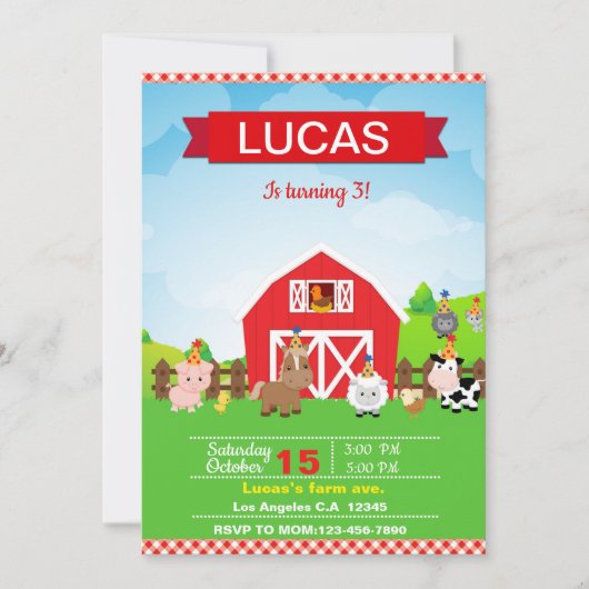 Farm birthday invitation for boy save the date (Voorkant)
