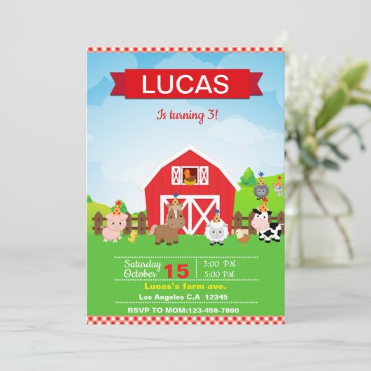 Farm birthday invitation for boy save the date (Staand voorkant)