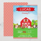 Farm birthday invitation for boy save the date (Voorkant / Achterkant)