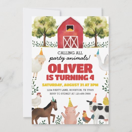 Farm Birthday Invitation Kaart (Voorkant)