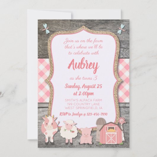 Farm Birthday Invitation Kaart (Voorkant)