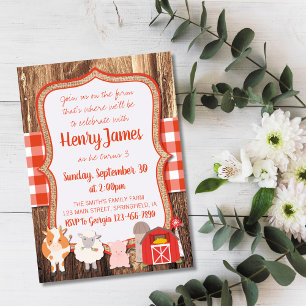 Farm Birthday Invitation Kaart