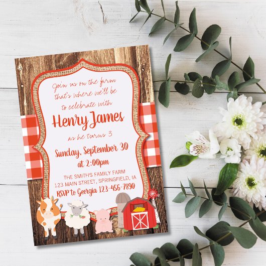Farm Birthday Invitation Kaart