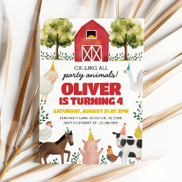 Farm Birthday Invitation Kaart