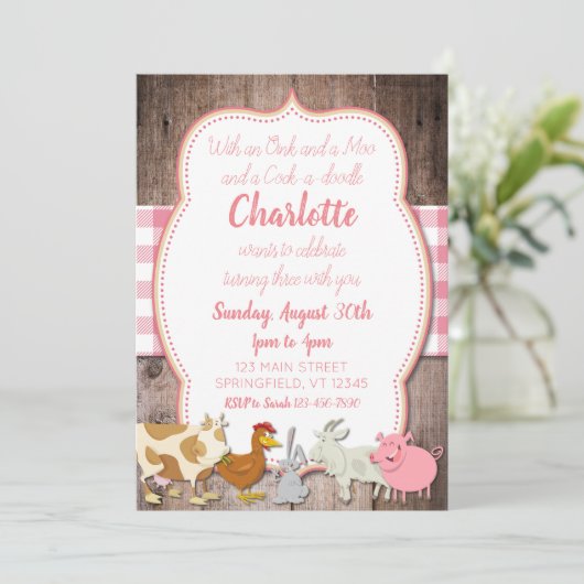 Farm Birthday Invitation Kaart (Staand voorkant)