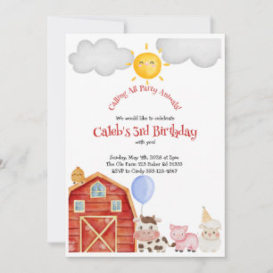Farm Birthday Invitation Kaart